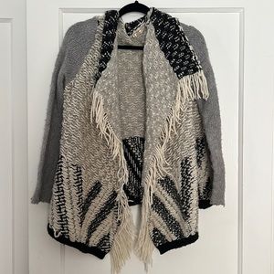 Gray and white cardigan sweater jacket